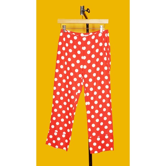 Y2K MOSCHINO CHEAP and CHIC. Red & White Polka Dot Cropped Trousers. XS-S - Picture 3 of 10